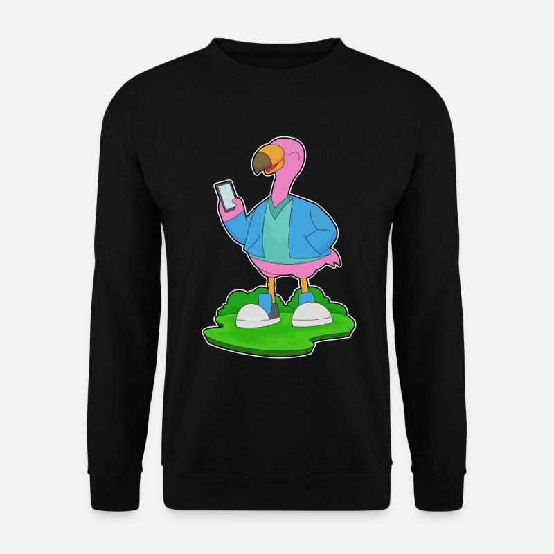 Flamingo Handy - Unisex Pullover - Schwarz