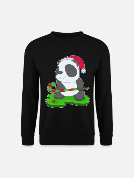 Panda Weihnachten Feldhockey - Unisex Pullover - Schwarz