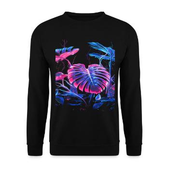 Neon Monstera Plant - Unisex Sweatshirt - black - Front - Alina (178cm) & Michal (187cm)