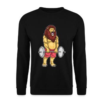 Lion Bodybuilder Barbell Bodybuilding - Sweat-shirt Unisexe - noir - Devant - Alina (178cm) & Michal (187cm)