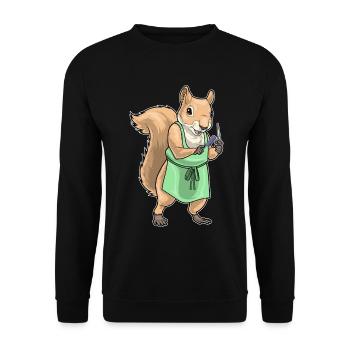 Écureuil Coiffeur Ciseaux Peigne - Sweat-shirt Unisexe - noir - Devant - Alina (178cm) & Michal (187cm)