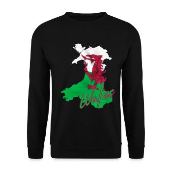 Flagge von Wales, walisischer Stolz - Unisex Pullover - Schwarz - Vorne - Alina (178cm) & Michal (187cm)