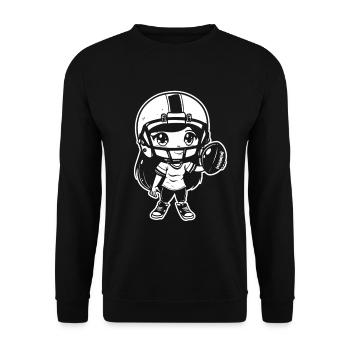Football Girl Cartoon Style - Unisex Sweatshirt - black - Front - Alina (178cm) & Michal (187cm)
