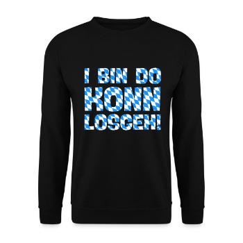 bin da kann losgehen lustiger bayrischer spruch - Unisex Pullover - Schwarz - Vorne - Alina (178cm) & Michal (187cm)