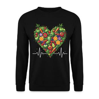 Gesundes Herz Obst & Gemüse Illustration - Unisex Pullover - Schwarz - Vorne - Alina (178cm) & Michal (187cm)