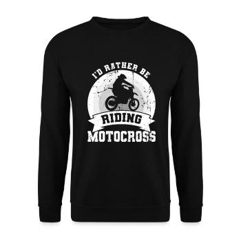 Ich würde lieber Motocross fahren - Unisex Pullover - Schwarz - Vorne - Alina (178cm) & Michal (187cm)