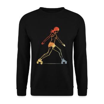 Weiblicher Roller Skater - Unisex Pullover - Schwarz - Vorne - Alina (178cm) & Michal (187cm)