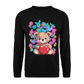 Valentine's Day Teddy Heru Teddy Bear Bear Child - Unisex Sweatshirt - black - Front - Alina (178cm) & Michal (187cm)