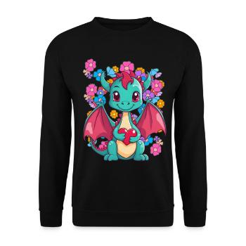 Dragon Spring Heart Dragon Nature Child Baby Kids - Unisex Sweatshirt - black - Front - Alina (178cm) & Michal (187cm)
