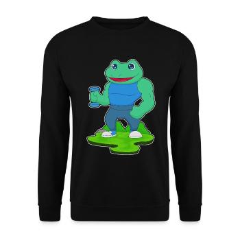 Frosch Bodybuilder Hantel Bodybuilding - Unisex Pullover - Schwarz - Vorne - Alina (178cm) & Michal (187cm)