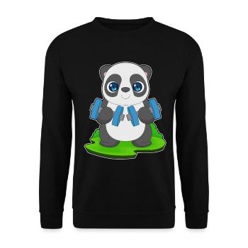 Panda Bodybuilder Dumbbell Bodybuilding - Unisex Sweatshirt - black - Front - Alina (178cm) & Michal (187cm)