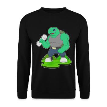 Schildkröte Bodybuilder Hantel Bodybuilding - Unisex Pullover - Schwarz - Vorne - Alina (178cm) & Michal (187cm)