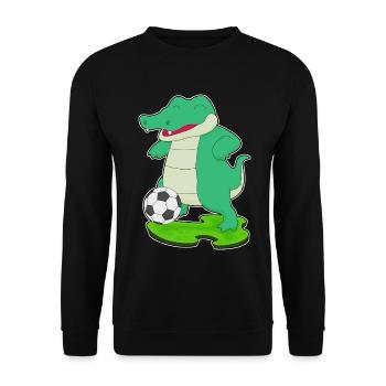 Krokodil Fußballspieler Fußball - Unisex Pullover - Schwarz - Vorne - Alina (178cm) & Michal (187cm)