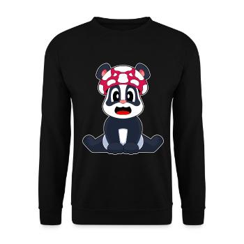 Panda Pilz - Unisex Pullover - Schwarz - Vorne - Alina (178cm) & Michal (187cm)