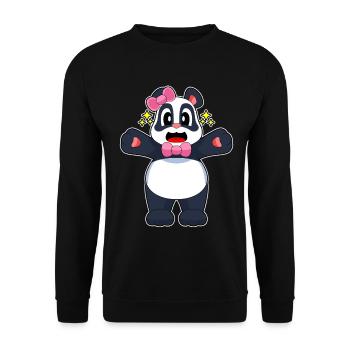 Panda Haarschleife - Unisex Pullover - Schwarz - Vorne - Alina (178cm) & Michal (187cm)