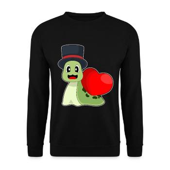 Schnecke Bräutigam Herz Hochzeit - Unisex Pullover - Schwarz - Vorne - Alina (178cm) & Michal (187cm)