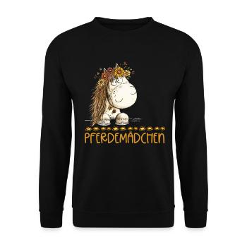 Pferdemädchen Spruch Mit Süßem Pferd - Unisex Pullover - Schwarz - Vorne - Alina (178cm) & Michal (187cm)