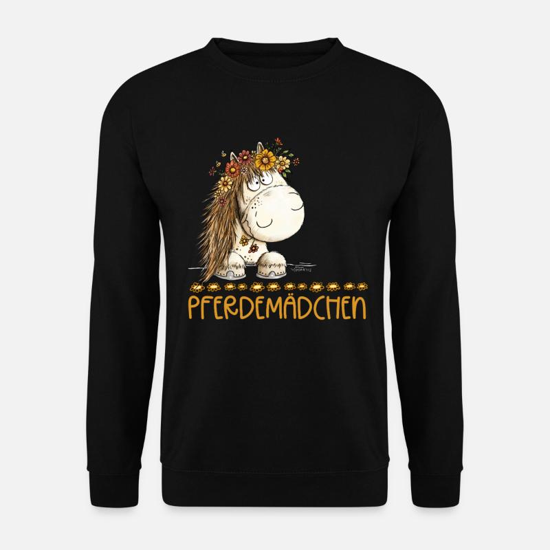 Pferdemädchen Spruch Mit Süßem Pferd - Unisex Pullover - Schwarz
