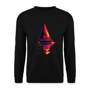 Sailing ship Retrowave - Unisex Sweatshirt - black - Front - Alina (178cm) & Michal (187cm)