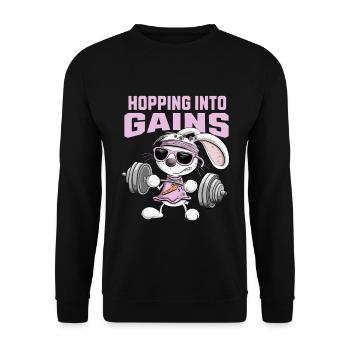 Krafttraining Hase Fitness Kraftsport Spruch - Unisex Pullover - Schwarz - Vorne - Alina (178cm) & Michal (187cm)