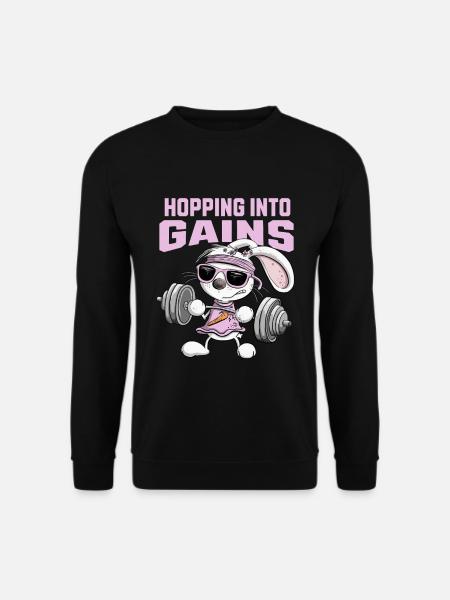 Krafttraining Hase Fitness Kraftsport Spruch - Unisex Pullover - Schwarz