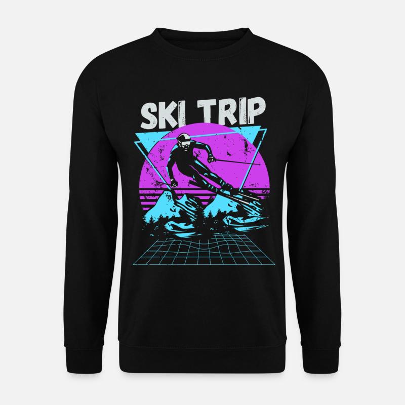 Retro Ski Trip Neon Graphic - Unisex Sweatshirt - black