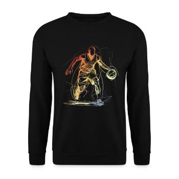 Basketballspieler Skizze - Unisex Pullover - Schwarz - Vorne - Alina (178cm) & Michal (187cm)