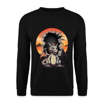 Dragon Child Kids Dragon Mythical Creature Fable - Unisex Sweatshirt - black - Front - Alina (178cm) & Michal (187cm)