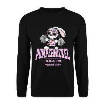 Pumpernickel Mädchen Hase Fitness Kraftsport - Unisex Pullover - Schwarz - Vorne - Alina (178cm) & Michal (187cm)