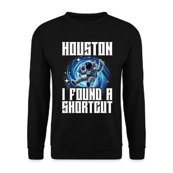 Funny Astronaut Space Portal Wormhole Saying - Unisex Sweatshirt - black - Front - Alina (178cm) & Michal (187cm)