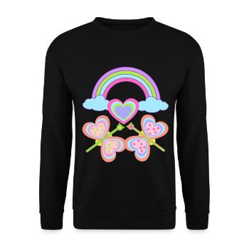 Arc-en-ciel Enfant Enfants Bébé Papillons Coeur - Sweat-shirt Unisexe - noir - Devant - Alina (178cm) & Michal (187cm)