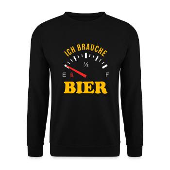 Tankanzeige Ich brauche Bier - Unisex Pullover - Schwarz - Vorne - Alina (178cm) & Michal (187cm)