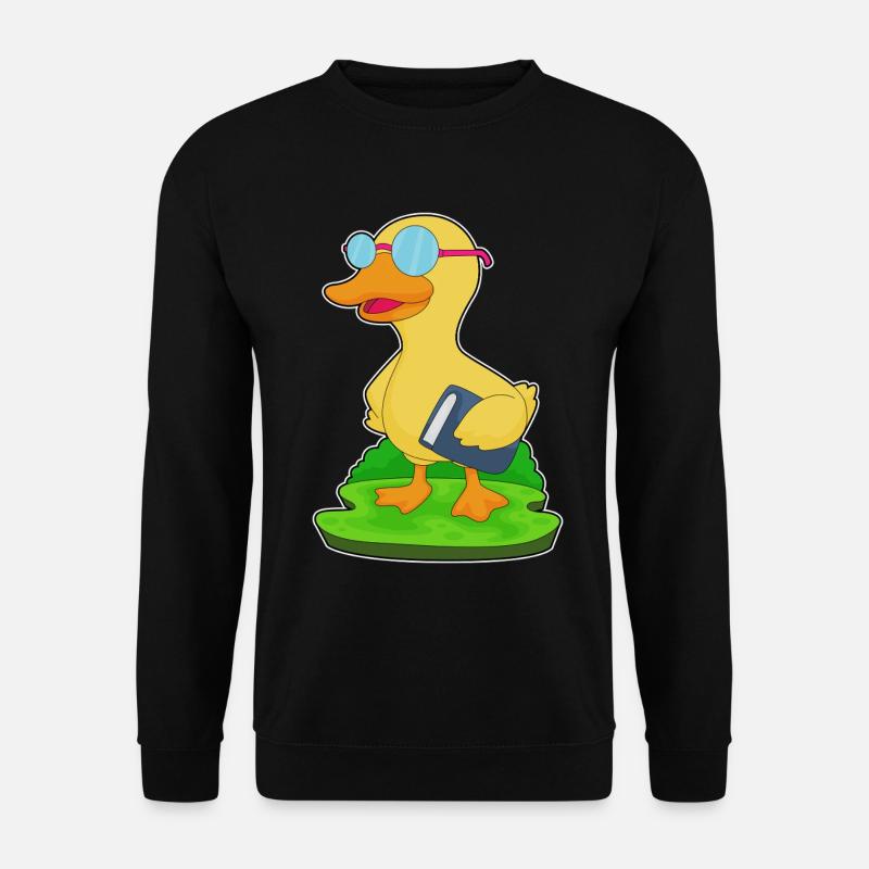 Duck Nerd Book Glasses - Unisex Sweatshirt - black