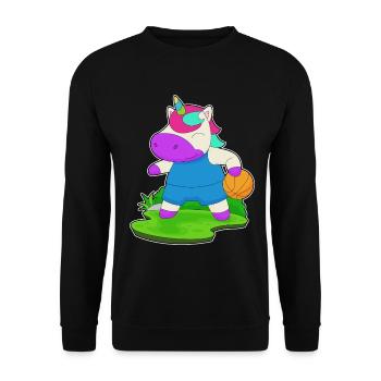 Unicorn Basketball Player Basketball - Unisex Sweatshirt - black - Front - Alina (178cm) & Michal (187cm)