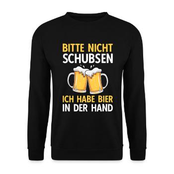 Bier Bitte nicht schubsen - Unisex Pullover - Schwarz - Vorne - Alina (178cm) & Michal (187cm)