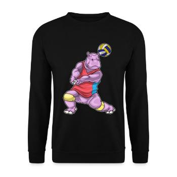 hippopotamus volleyball player volleyball - Unisex Sweatshirt - black - Front - Alina (178cm) & Michal (187cm)
