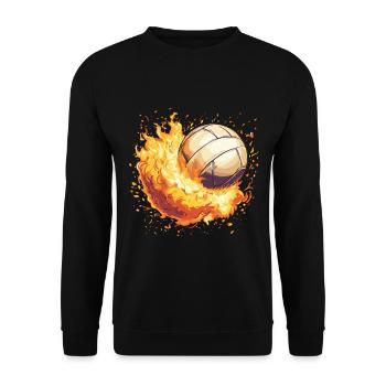 Burning Volleyball Fire - Unisex Sweatshirt - black - Front - Alina (178cm) & Michal (187cm)