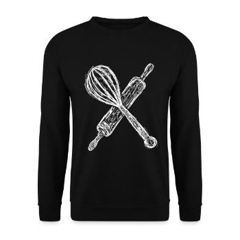 Rouleau à pâtisserie et batteur à main - Sweat-shirt Unisexe - noir - Devant - Alina (178cm) & Michal (187cm)