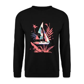 Segelboot Cartoon Stil - Unisex Pullover - Schwarz - Vorne - Alina (178cm) & Michal (187cm)