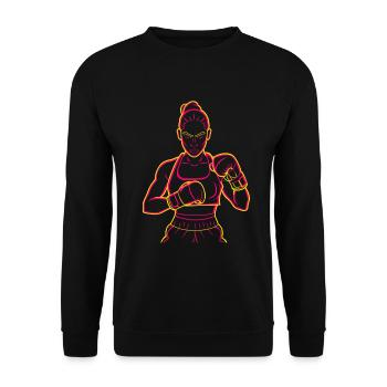 Dessin de boxeur - Sweat-shirt Unisexe - noir - Devant - Alina (178cm) & Michal (187cm)