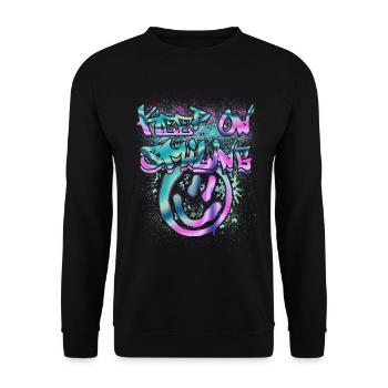 Glow in the Dark Smileys and Text - Unisex Sweatshirt - black - Front - Alina (178cm) & Michal (187cm)