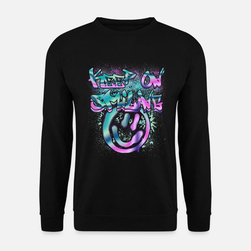 Smileys et texte phosphorescents - Sweat-shirt Unisexe - noir