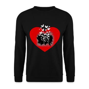 Coeur de la Saint-Valentin Coeurs Papillons Amour - Sweat-shirt Unisexe - noir - Devant - Alina (178cm) & Michal (187cm)