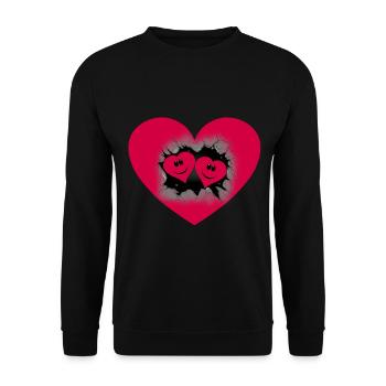 Cœur de la Saint-Valentin Coeurs Partenaire Saint-Valentin Amour - Sweat-shirt Unisexe - noir - Devant - Alina (178cm) & Michal (187cm)