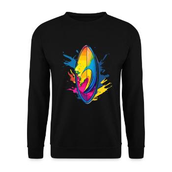 Surfbrett Farbklecks - Unisex Pullover - Schwarz - Vorne - Alina (178cm) & Michal (187cm)