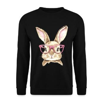 Lapin Lapin Lunettes Oreilles de Lapin Cadeau Lapin - Sweat-shirt Unisexe - noir - Devant - Alina (178cm) & Michal (187cm)