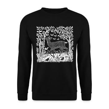 Gravure sur bois cerf Woodland Nature cerf nature sauvage cadeau - Sweat-shirt Unisexe - noir - Devant - Alina (178cm) & Michal (187cm)