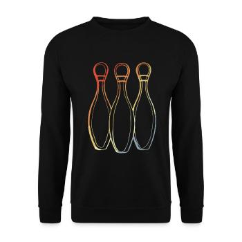 Bowling Skizze Retro Look - Unisex Pullover - Schwarz - Vorne - Alina (178cm) & Michal (187cm)