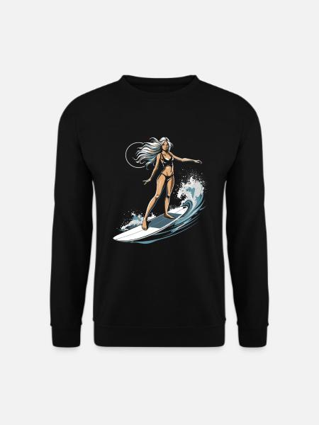 Graphique de surfeuse - Sweat-shirt Unisexe - noir