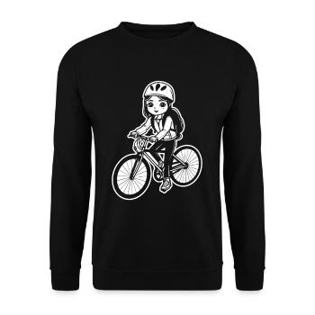 Female cyclist sketch - Unisex Sweatshirt - black - Front - Alina (178cm) & Michal (187cm)